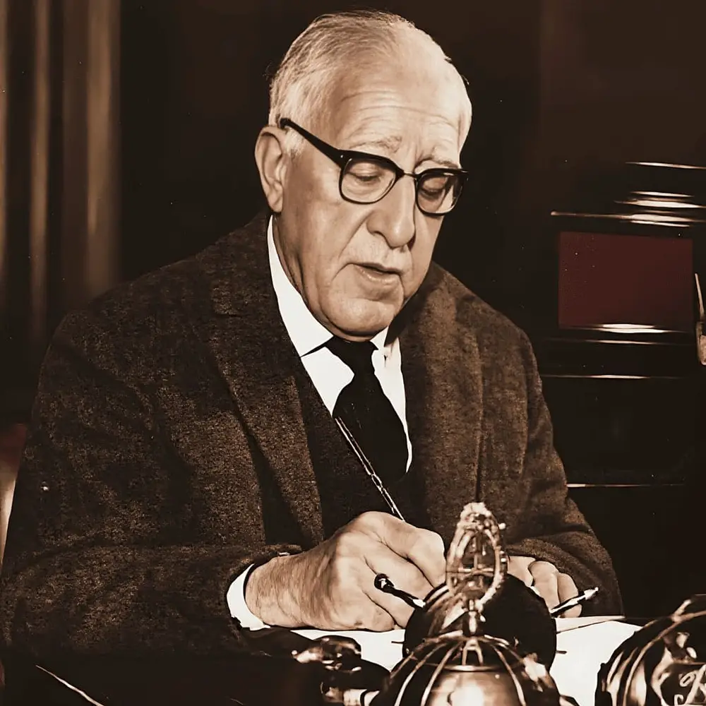 Fotografía histórica de José Roger Balet trabajando en su despacho