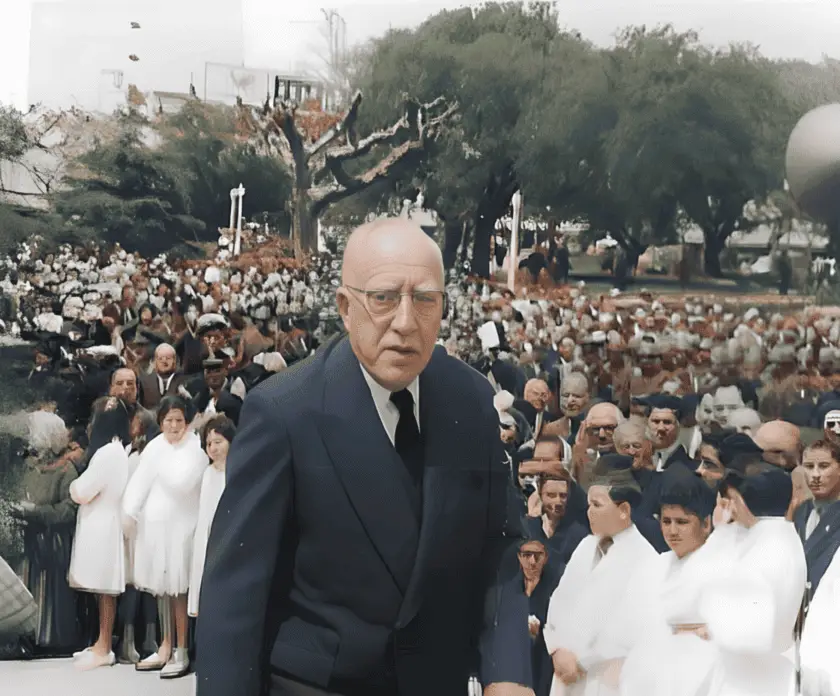 José Roger Balet rodeado de público en un acto de donación de escuela