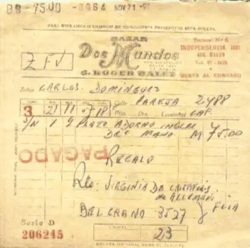 Click to enlarge historical photograph Historical invoice from Bazar Dos Mundos in Buenos Aires