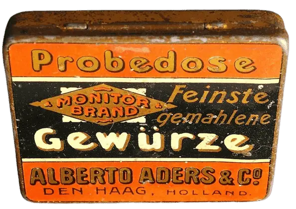Click to enlarge historical photograph Alberto Aders & Co. spice tin (made in Holland)