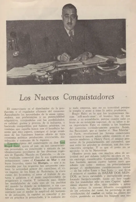 Hemeroteca española: revista Hojas españolas (julio de 1934, n.º 24), cabecera y sumario sobre José Roger Balet