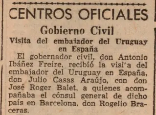 Hemeroteca española: El Adelantado de Segovia (11 de noviembre de 1942), recorte 3 sobre José Roger Balet