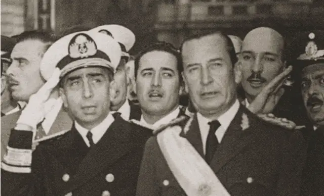 Click to enlarge historical photograph Photograph of Provisional President of Argentina Pedro Eugenio Aramburu and Vice President Isaac P. Rojas