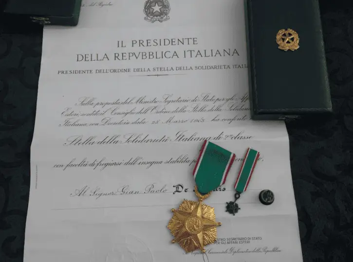 Click to enlarge historical photograph Insignia of the Star of Italian Solidarity (First Class) awarded to José Roger Balet