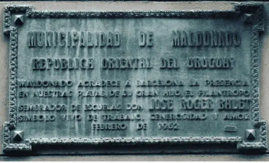 Click to enlarge historical photograph Commemorative plaque on the facade of José Roger Balet's birthplace in Barcelona (1962)