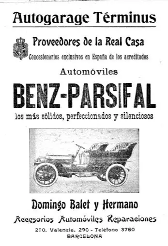 Click to enlarge historical photograph Historical advertisement for Auto Garage Términus of Domingo and Enrique Balet Duran