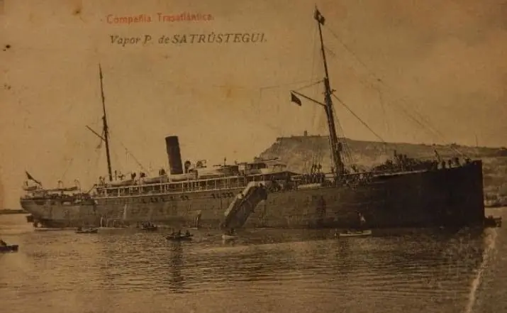 Click to enlarge historical photograph Steamship Patricio de Zatrútegui on which José Roger Balet sailed to America in 1906