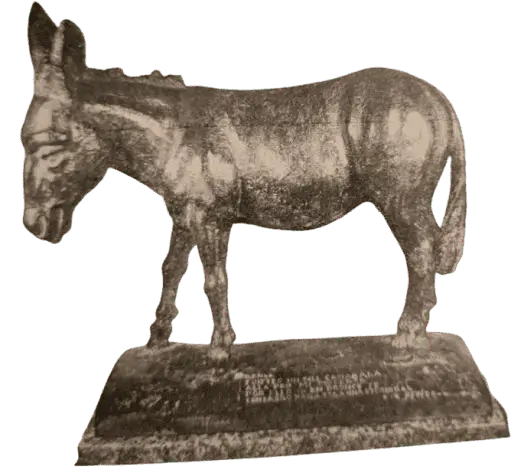 Click to enlarge historical photograph Bronze donkey statuette in the office of José Roger Balet