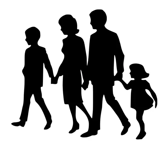 Click to enlarge historical photograph Representative silhouette of José Roger Balet's family (parents and siblings in Barcelona)